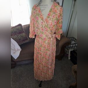 Fate Floral Maxi Dress in Peach, Pink & Green